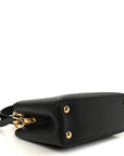 Taurillon Embellished Flower Handle Capucines BB Black
