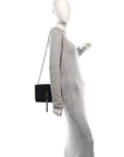 Calfskin Crocodile Embossed Medium Classic Monogram Kate Tassel Satchel Black