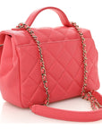 Caviar Quilted Small Business Affinity Flap Coral
