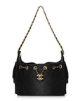 Washed Denim Quilted Mini CHNL 25 Handbag Black