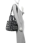 Polyester Cotton Oversized Monogram Medium Traveler Tote Bag Black Ivory