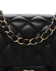 Lambskin Quilted Mini Square Flap Black