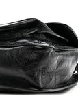 Crinkled Calfskin Matelasse Monogram Large Niki Chain Satchel Black