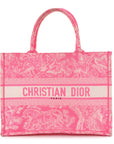 Canvas Embroidered Medium D1ORiviera Toile De Jouy Book Tote Fluorescent Pink