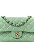 Lambskin Quilted Mini Rectangular Flap Green