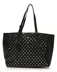 Tessuto Nylon Calfskin Grommet Tote Black