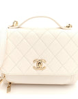 Caviar Quilted Medium Business Affinity Flap White