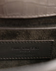 Calfskin Crocodile Embossed Medium Monogram Sunset Fog