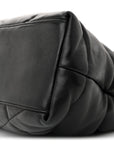 Lambskin Quilted Medium Loulou Puffer Monogram Chain Satchel Black