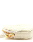 Calfskin Cannage D1ORamour Caro Heart Pouch With Chain White