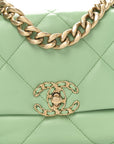 Goatskin Quilted Medium CHNL 19 Flap Light Green
