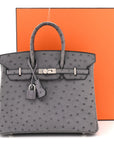 Ostrich Birkin 25 Gris Agate