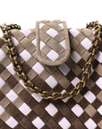 Suede Intrecciato Small The Lauren 1980 Clutch With Chain Praline Musk Washed Brownie