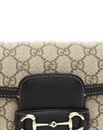 GG Supreme Monogram Horsebit 1955 Soft Small Shoulder Bag Beige Black