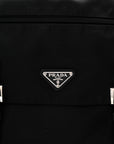 Tessuto Nylon Saffiano Double Buckle Messenger Shoulder Bag Black