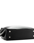 Natural Smooth Calfskin Medium Rodeo Top Handle Handbag Black