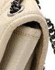 Crinkled Calfskin Matelasse Monogram Baby Niki Chain Satchel White