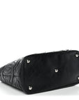 Aged Calfskin Quilted Large Cotton Club Tote Black