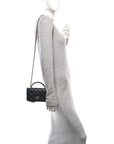 Lambskin Quilted Flap Phone Holder With Chain Black