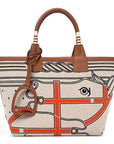 H Plume Canvas Swift Printed Quadrige au Fil Steeple 25 Bag Gris Beige Ecru Beige Gold