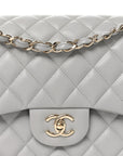 Caviar Quilted Jumbo Double Flap Grey