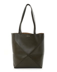 Shiny Calfskin Medium Puzzle Fold Tote Umber