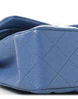 Caviar Quilted Small Double Flap Blue