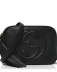 Pebbled Calfskin Small Soho Disco Bag Black