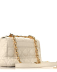 Grained Calfskin Cannage Small Caro Bag White