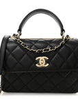 Lambskin Quilted Small Trendy CC Dual Handle Flap Bag Black