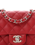 Caviar Quilted Mini Rectangular Flap Dark Red