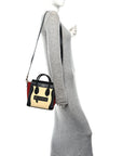 Drummed Calfskin Nubuck Nano Tri-Color Luggage Ruby