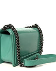 Glazed Calfskin Medium Boy Flap Green