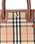 Calfskin Vintage Check Mini Two Handle Title Bag Archive Beige