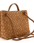 Suede Intrecciato Small Andiamo Shoulder Bag Amber