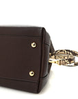 Grainy Calfskin Snakeskin Small Milton Satchel Brown Natural