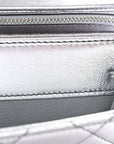 Metallic Lambskin Like A Wallet Flap Silvery Black