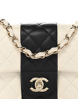 Lambskin Quilted Mini Rectangular Flap White Black
