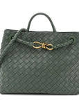 Nappa Intrecciato Medium Andiamo Shoulder Bag Aloe