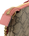 GG Supreme Monogram Face Embroidered Wrist Wallet Pink