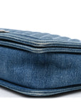 Denim Quilted Large Boy Flap Blue