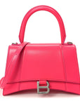 Shiny Box Calfskin Small Hourglass Top Handle Bag Acid Fuchsia