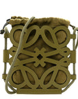 Smooth Calfskin Paula's Ibiza Small Anagram Cutout Tote Olive