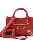 Chevre Gold Metallic Edge Hardware Mini City Rouge Groseille