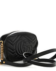 Calfskin Matelasse Mini GG Marmont Chain Shoulder Bag Black