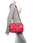 Goatskin Quilted Large CHNL 19 Flap Dark Pink