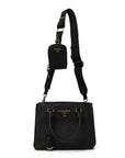 Saffiano Lux Micro Galleria Shoulder Bag Black