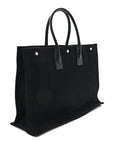Linen Calfskin Rive Gauche Tote Black