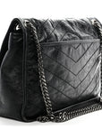 Crinkled Calfskin Matelasse Monogram Medium Niki Chain Satchel Black