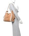 Suede Shearling Quilted Medium CHNL 25 Handbag Beige Natural
